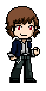 female pixelated character with brown hair